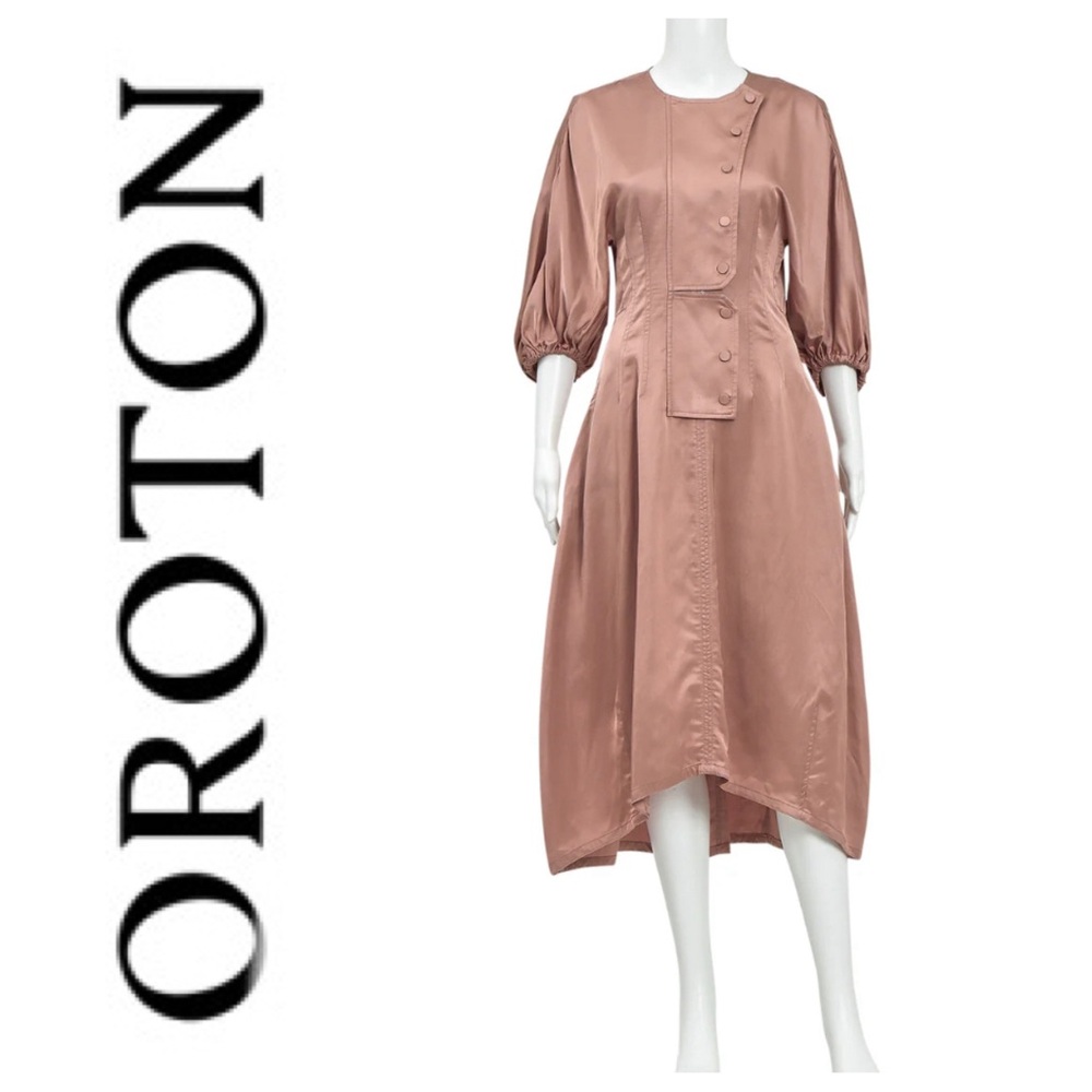 Australian Oroton Dusty Pink Satin Utility Dress